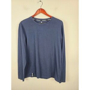Baerskin Mens Navy Blue Cotton Sorona Blend Long Sleeve Crewneck Tee Shirt L